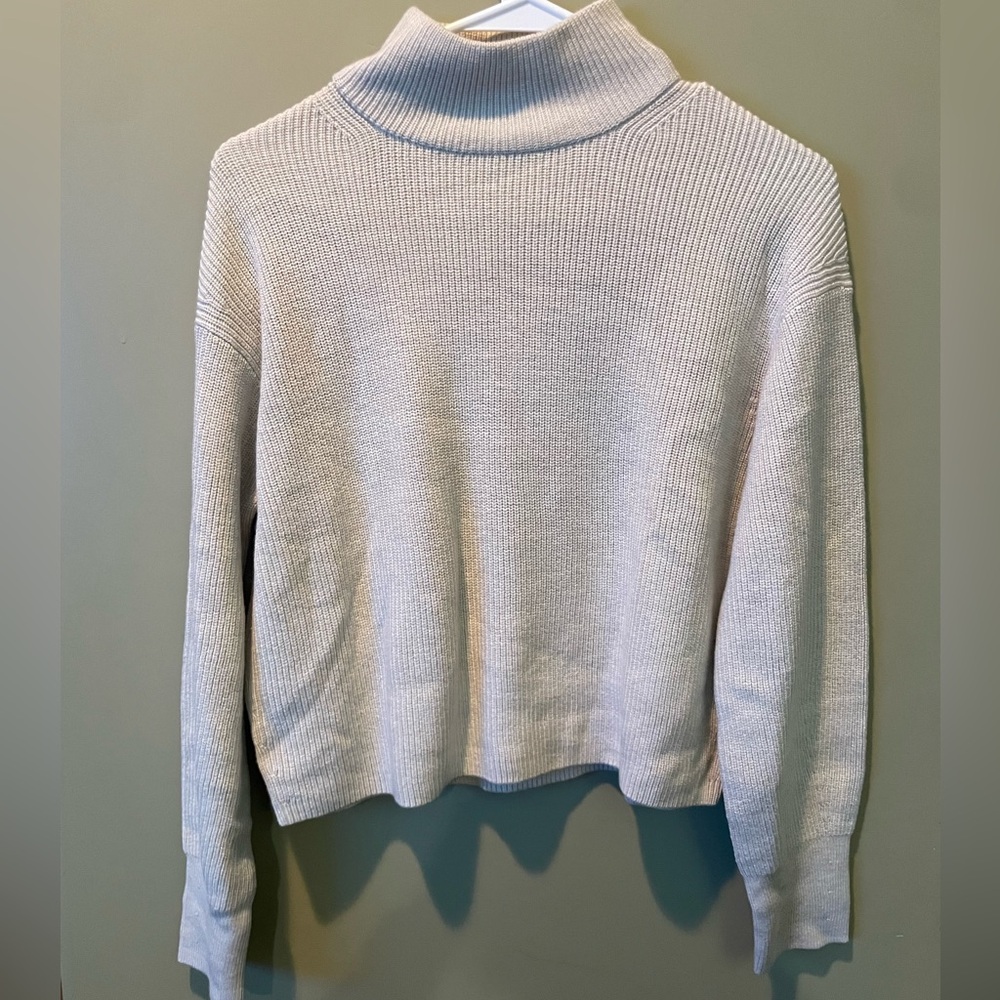 Lululemon Merino Wool-Blend Ribbed Turtleneck Sweater in Heathered Natural Ivory - Picture 5 of 7